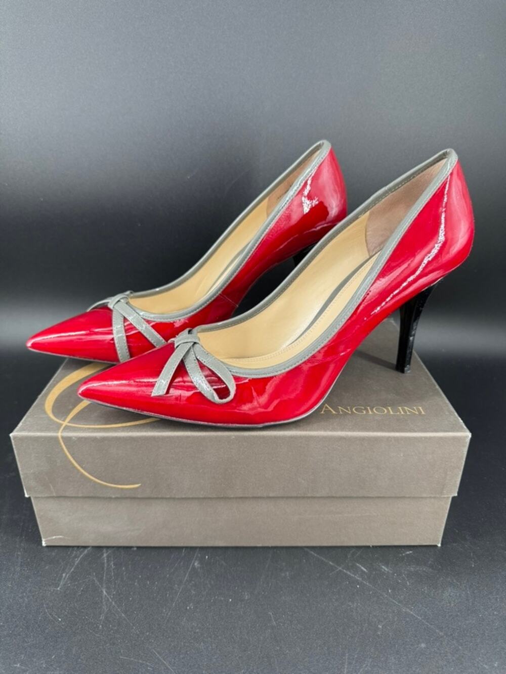 Enzo Angiolini Ealee Alder Pumps 10M Red Patent Leather Bow Stiletto Heels